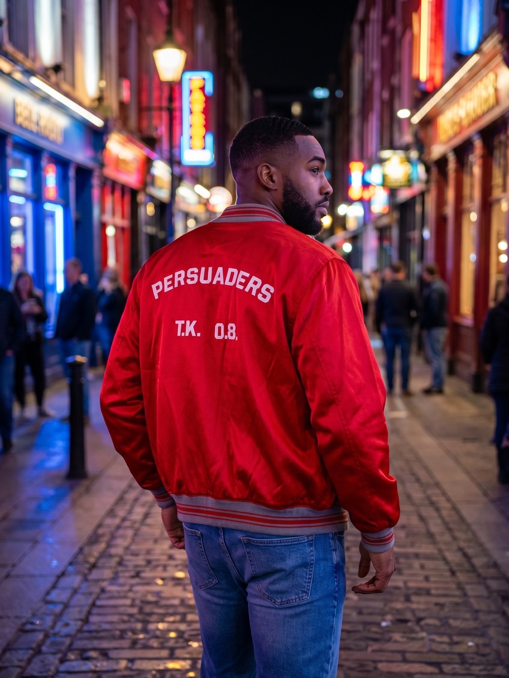 The Kooples Red Varsity Bomber Jacket with T.K. Patch - Picture 3 of 7